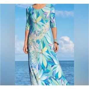 Soft Surroundings Stella Short Sleeve Jersey Maxi Dress XL Resort Wedding Boho